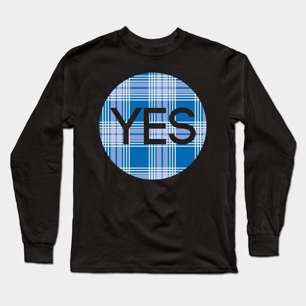 YES, Scottish Independence Saltire Blue Tartan Circle Long Sleeve T-Shirt by MacPean